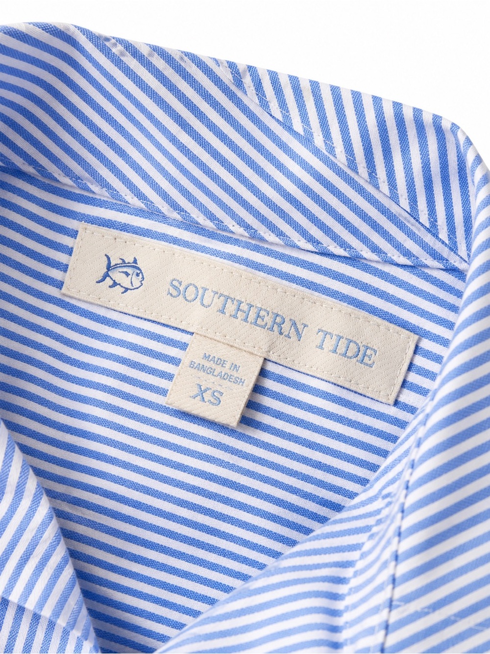 Southern Tide Blue and White Striped Mini Shirt Dress - Picture 2 of 2
